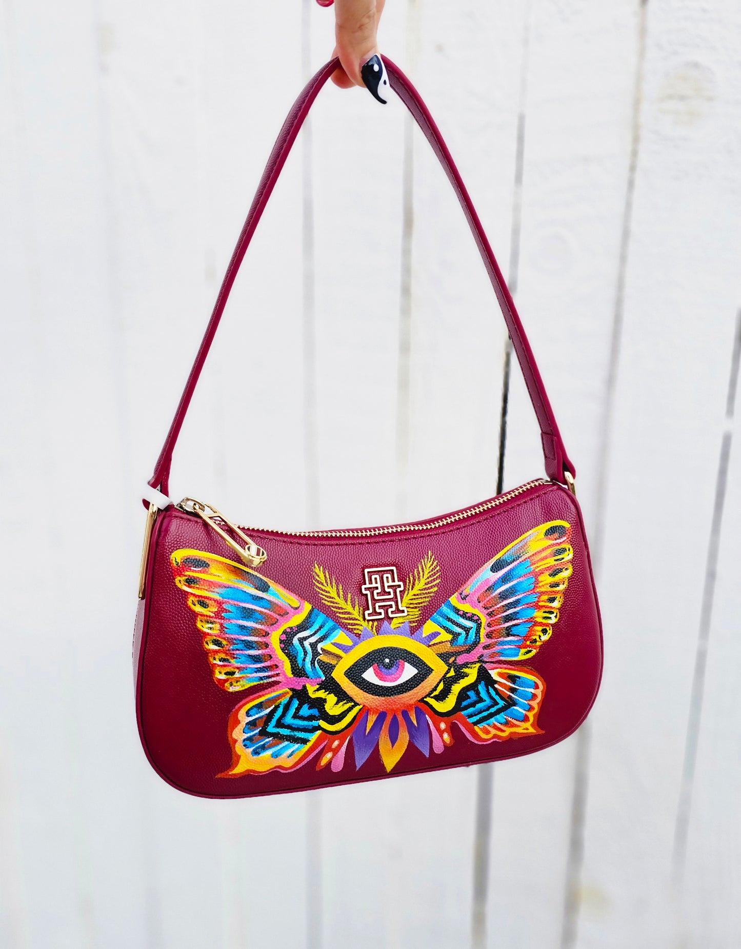 Butterfly hand painted bag