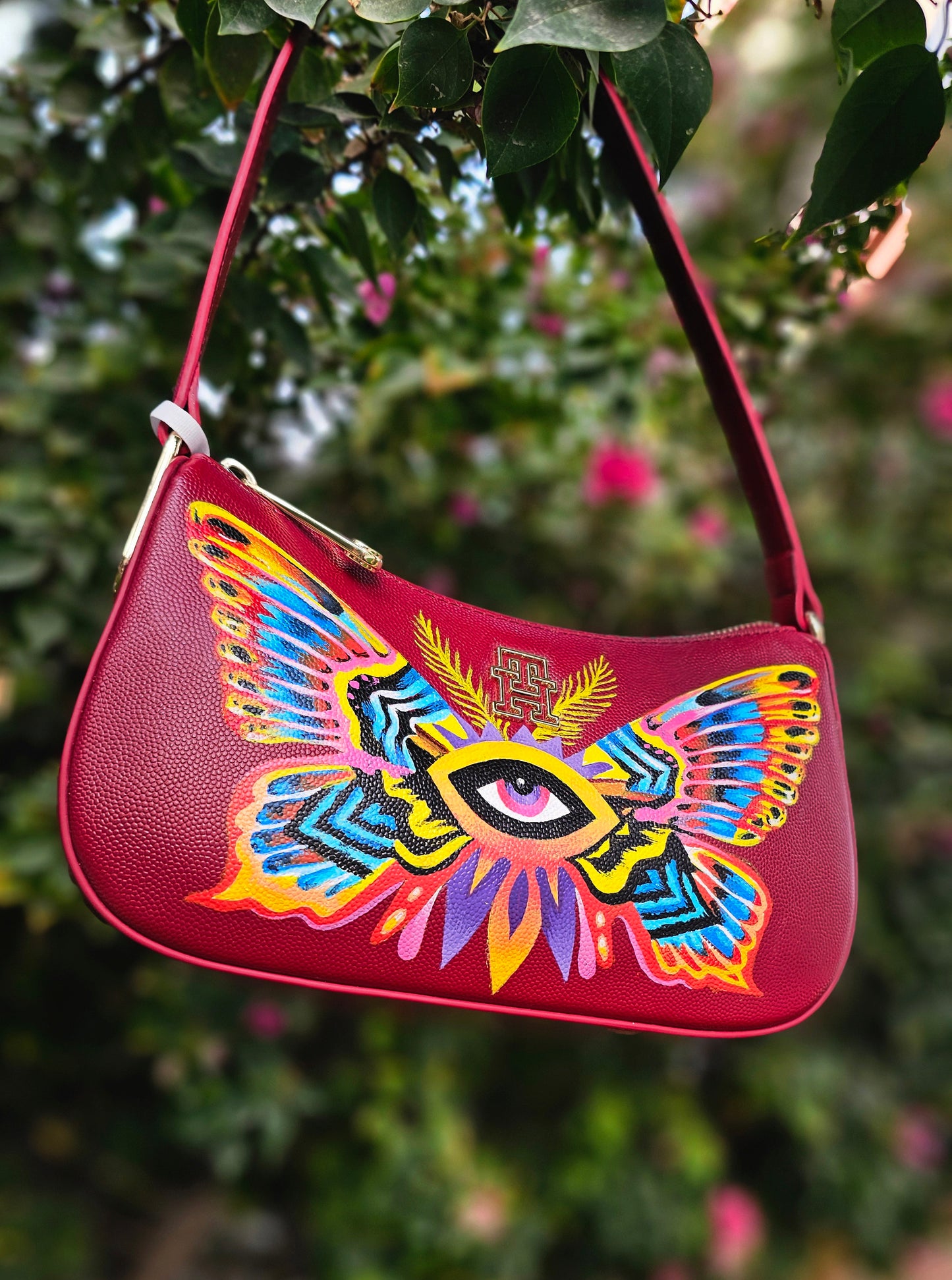 Butterfly hand painted bag